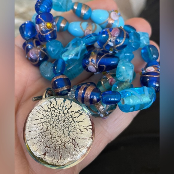 3 for $30 Artisan Glass Beaded Necklace with Art Glass Pendant - Picture 8 of 9